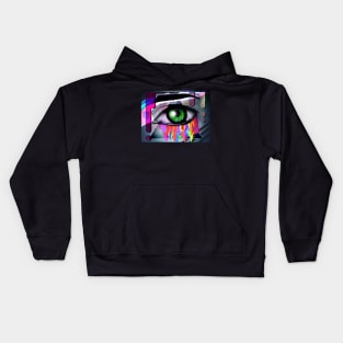 one eye space drip Kids Hoodie